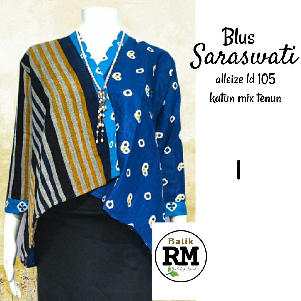 Blus saraswati tenun troso kombi mix katun best atasan trendy