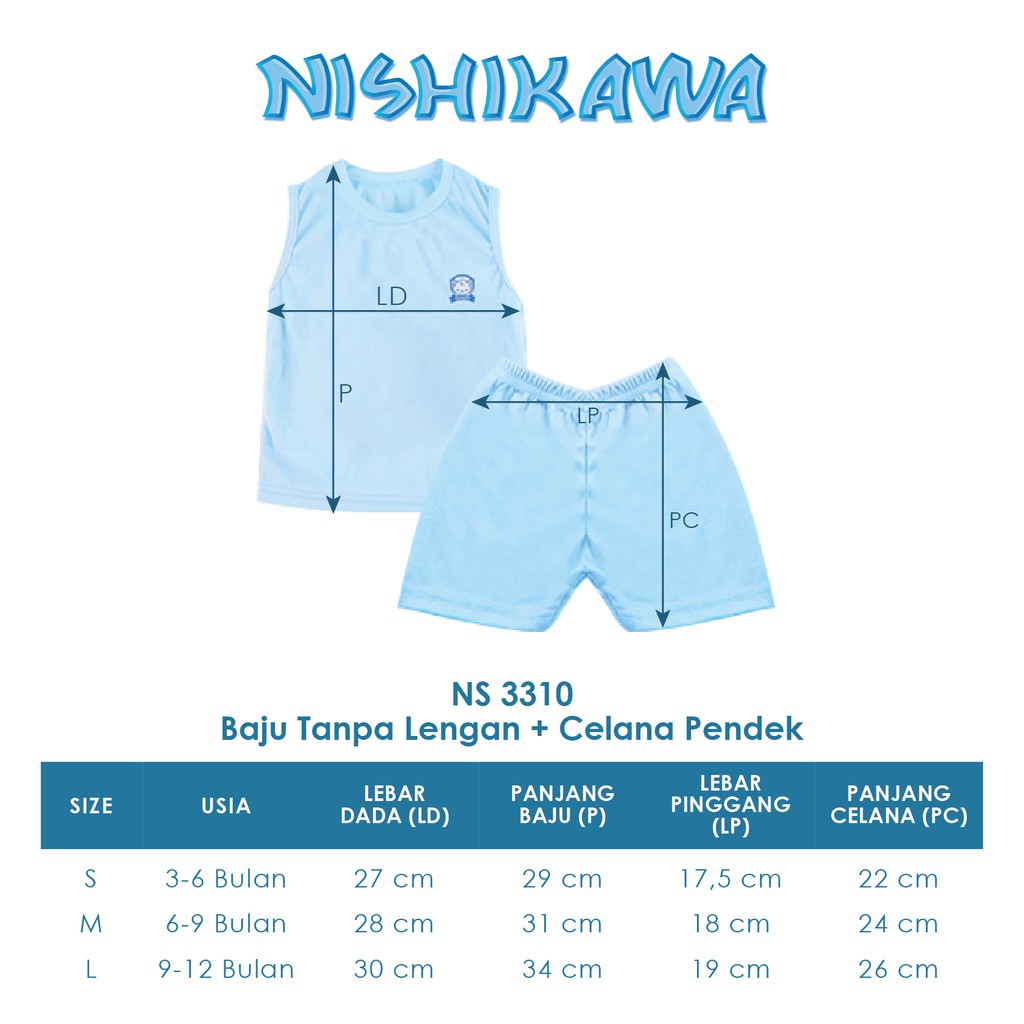 Nishikawa Baju Set Bayi Oblong + Celana Pendek / Set Baju Anak Perempuan Dan Laki Ns 3310