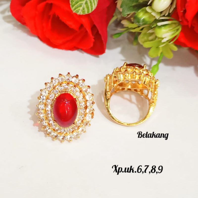 Cincin Dewasa permata Oval warna,full zircon termurah,tidak KARAT *COD*