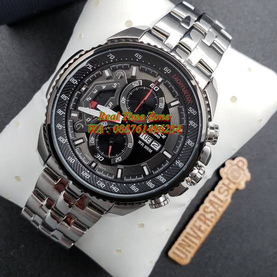 Promo Jam Tangan Grosir Real Casio Edifice EF 558 Stainless Silver Black Hadiah type EF558