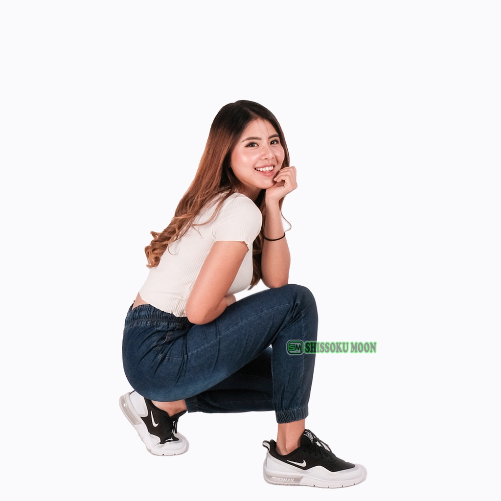 Celana Panjang Wanita Model Jogger Bahan Denim