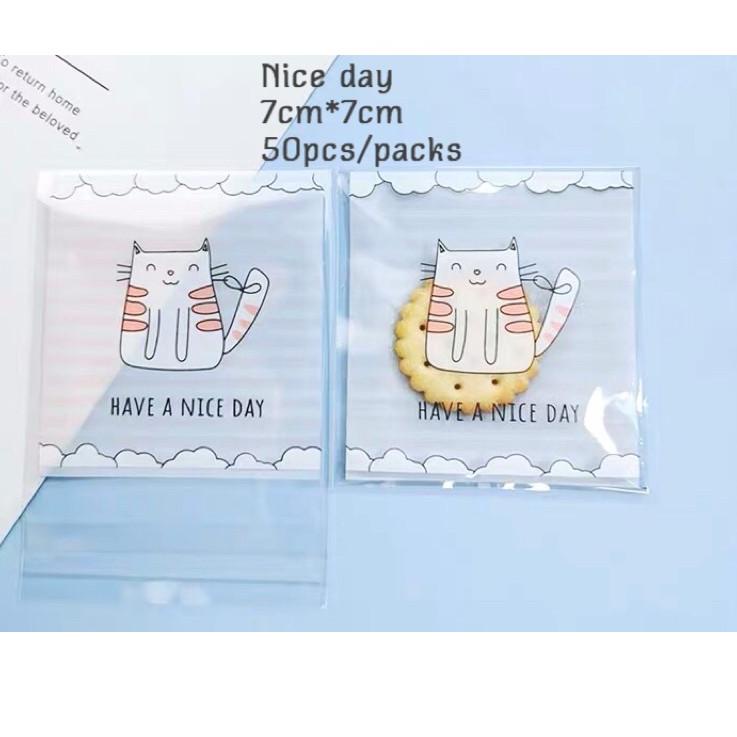 

NAAJ 100pcs Plastik cookies 7x7 plastik kue lucu animal character plastik packing cookies ㊎ 56