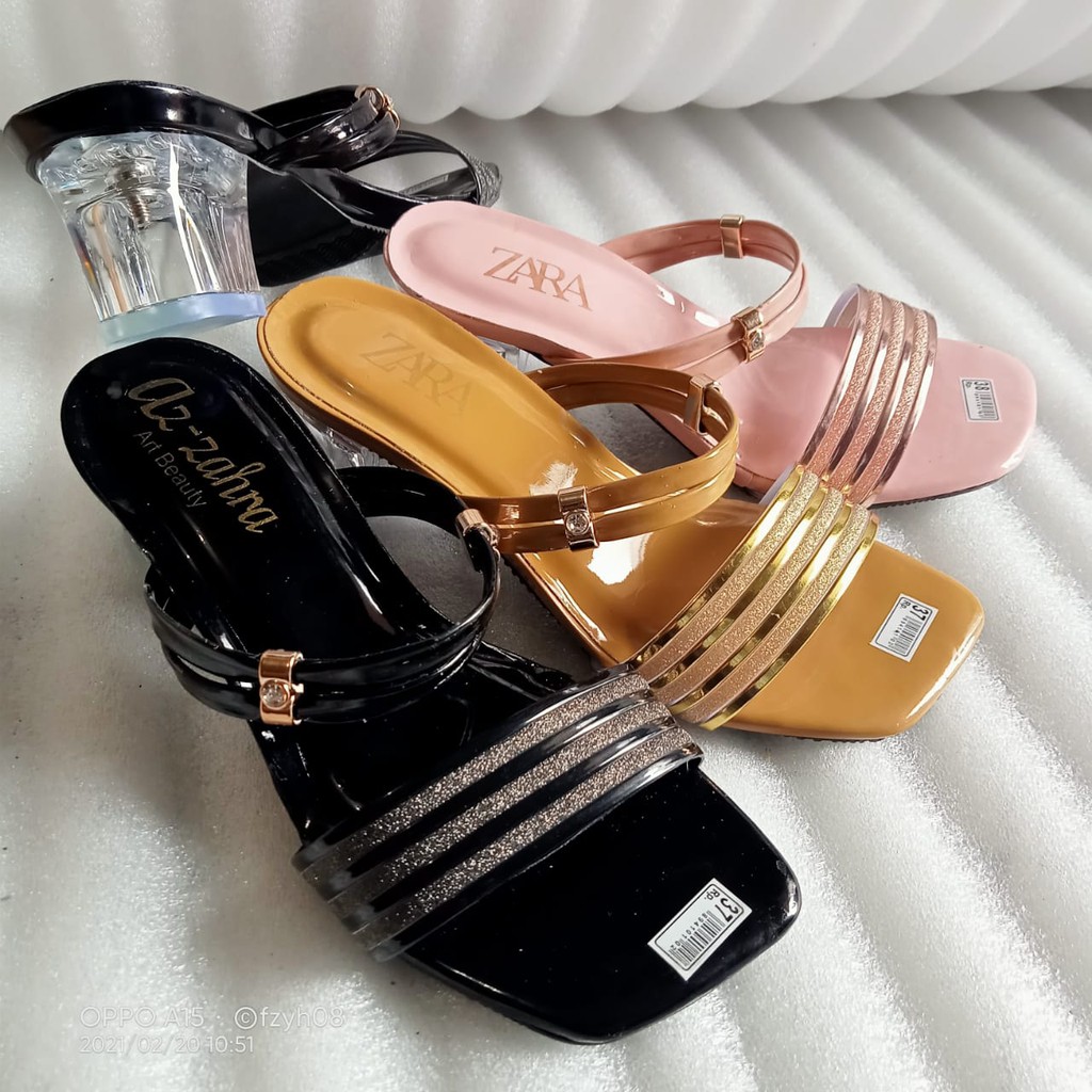 Sandal Wanita Heels Kaca ZARA / Sandal heels Andin Terlaris