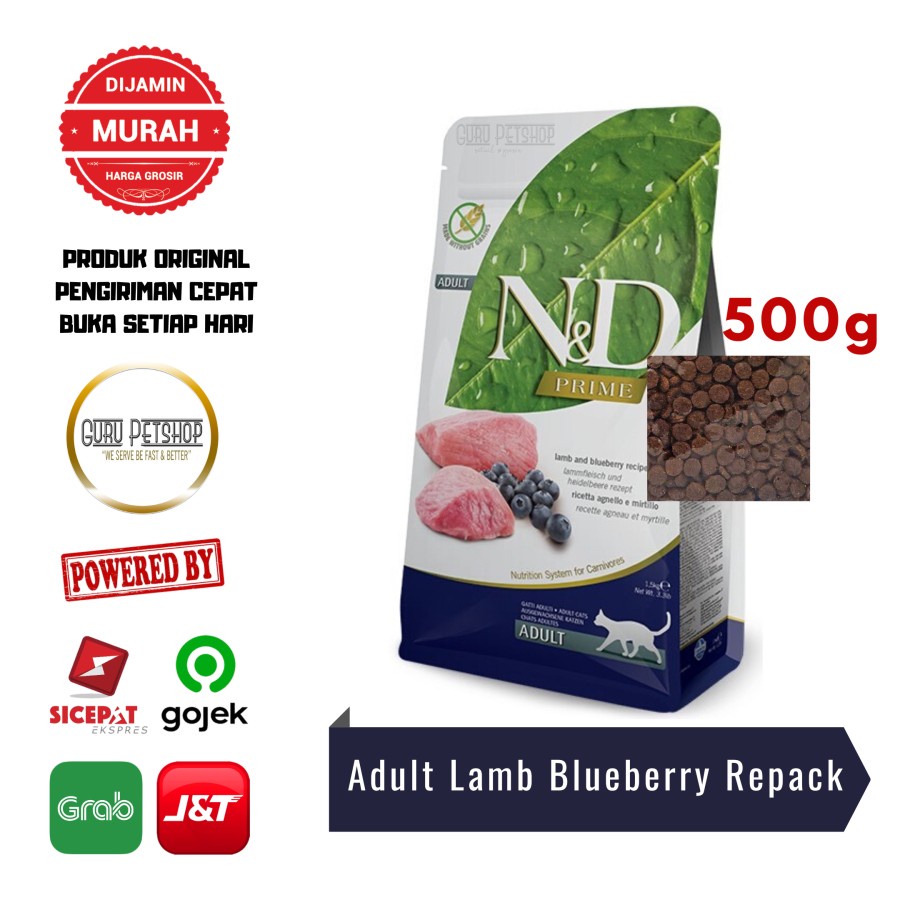 Farmina N&amp;D Adult Cat Lamb &amp; Blueberry 500gr Grainfree N&amp;D Catfood