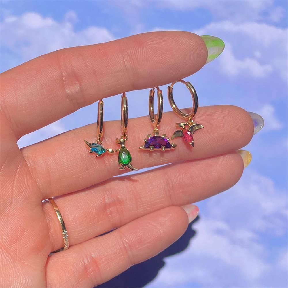 Lily Zirkon Anting Perhiasan Fashion Berlapis Emas Untuk Wanita Gadis Pernyataan Sederhana Stud Earrings