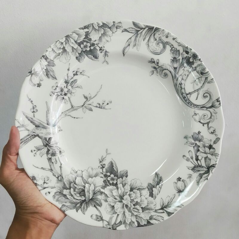 GREY ADELAIDE DINNER PLATE PIRING KERAMIK HIAS SANGO VINTAGE WALL DECOR