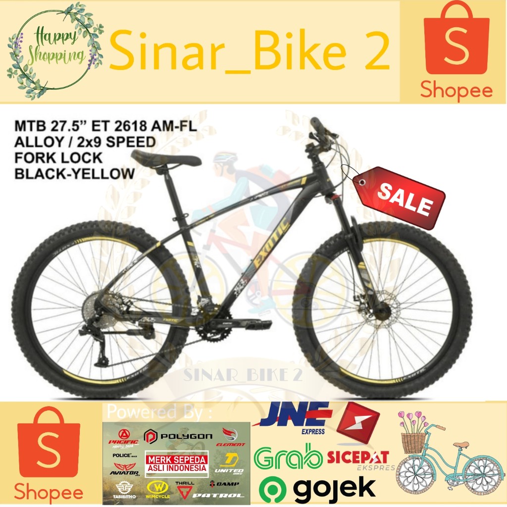 Sepeda Gunung Mtb 27,5Inch Exotic 2618 AM FL Alloy 2x9Speed (Ekspedisi)