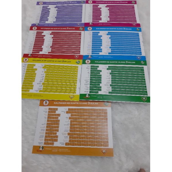 Kalender suntik Ulang/ kalender Kb suntik 3 bulan