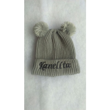 KUPLUK BAYI POMPOM bisa pake bordir nama/Kupluk Pompom Anak Bayi Cewek Cowok Polos / Bordir Nama Suka Suka-4