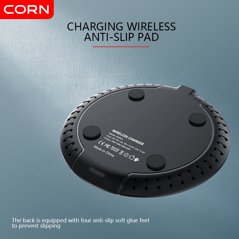 【Murah】CORN QW001  Charger Wireless 15W Universal Quick Charging Tanpa Kabel Fast Charging Untuk Samsung, Realme, Xiaomi,oppo,vivo