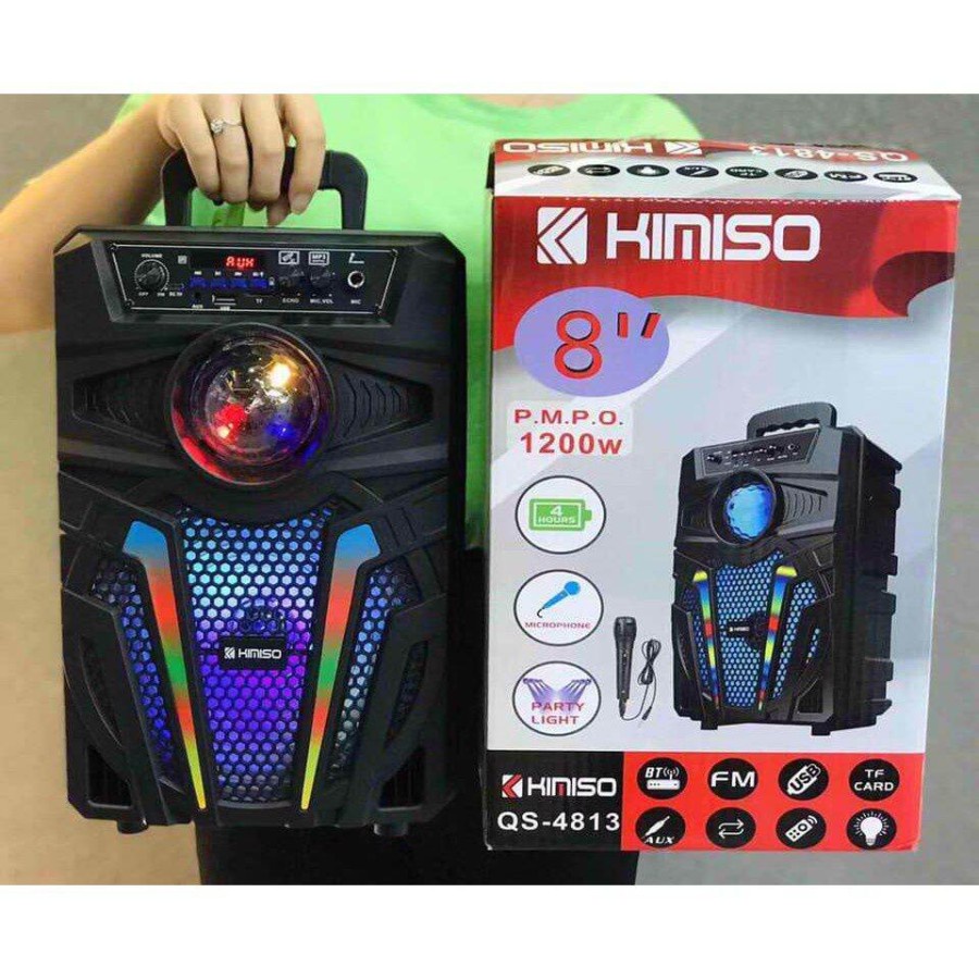 COD SPEAKER WIRELESS BLUETOOTH KARAOKE 8'8 INCH KIMISO QS-4813 BONUS MIC KARAOKE + REMOTE SUPER BASS / SALON AKTIF / SPEAKER KARAOKE / SPEAKER WIRELESS