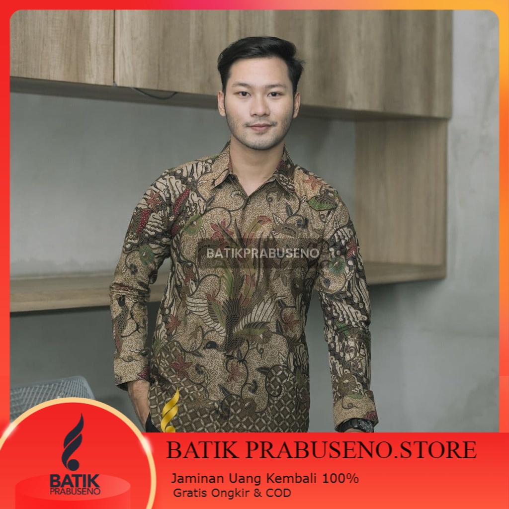 Batik Pria ZAKARIA Kemeja Lengan Panjang Slim Fit Original Ori Prabuseno Full Furing Jumbo Modern Pr