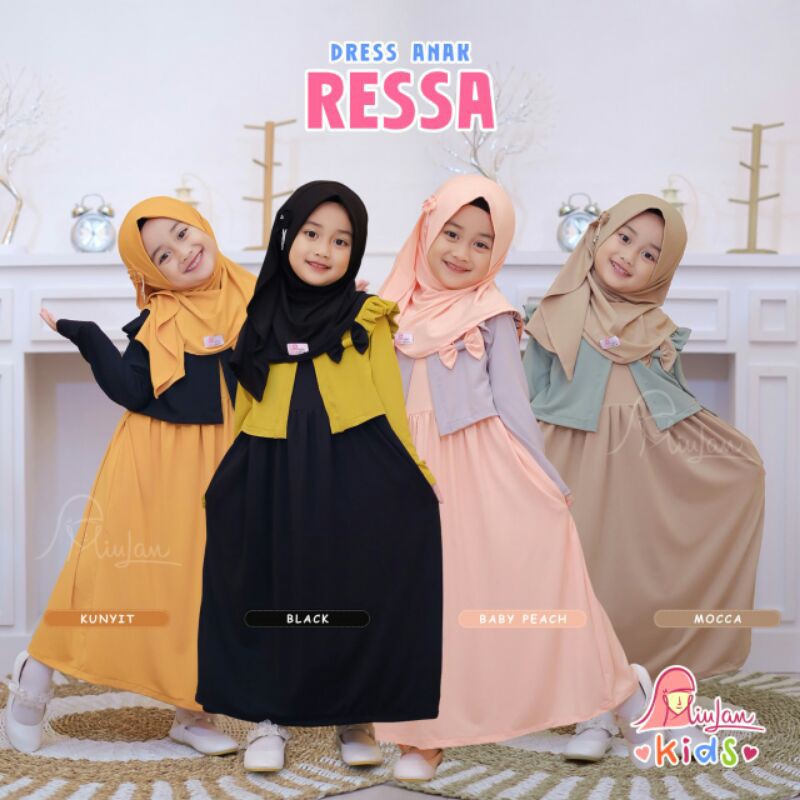 Dress Muslim Anak RESSA | MiuLan Kids | Busana Muslim Anak Baju Gaun Gamis Dress Muslim Anak Perempu