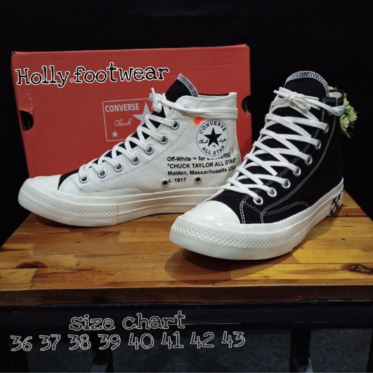 SEPATU CONVERSE X OFF WHITE BLACK CREAM HIGH QUALITY