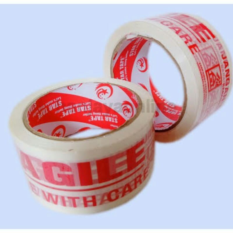 

LAKBAN FRAGILE PUTIH STAR TAPE MURAH 2inch 48mmX50 YARD TERMURAH