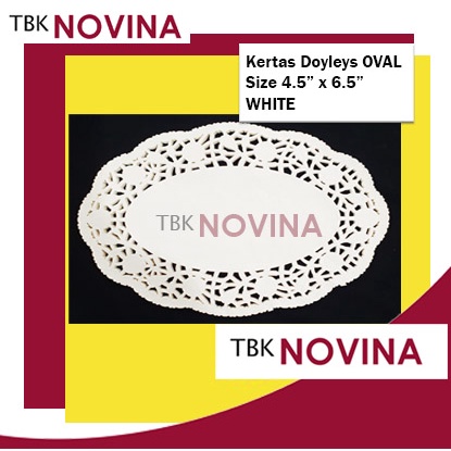 [100pcs] Kertas Doyleys / doilies Oval 4.5&quot; x 6.5&quot; (White) - Alas Toples Kue / Kertas Renda / Oval