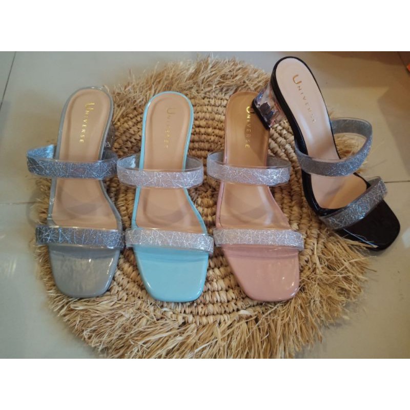 SANDAL WANITA WEDGES KACA GLITER UNIVERSE