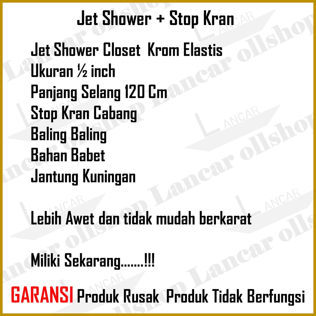 Jet Shower Kloset Toilet Closet Cebok WC Semprotan Duduk Kamar Mandi Ringan Kamar Mandi Krom Stop Kran 1 Set