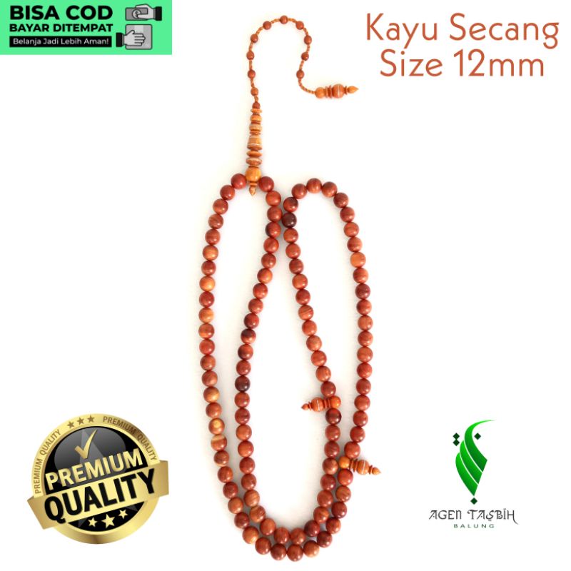 Tasbih Kayu Secang Jumbo Super Size 12mm ORIGINAL, Tasbih Kayu Langka Bertuah Nusantara