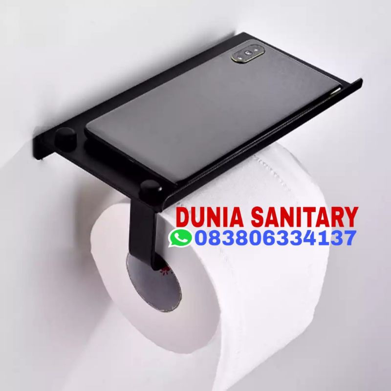 Tempat Tissue Stainless SUS 304 Black dispenser Tisu tatakan handphone Toilet Hitam K54