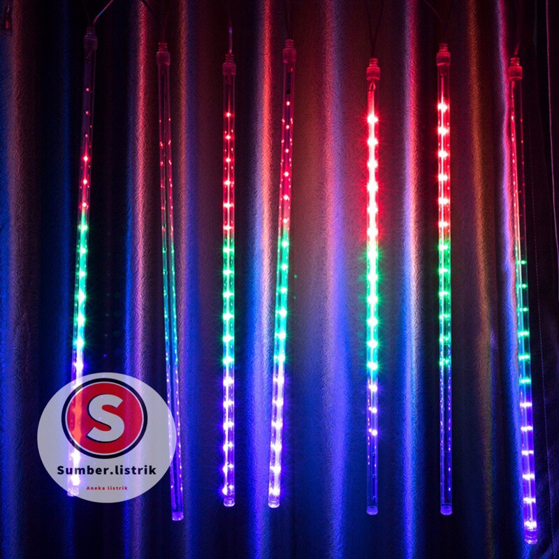 lampu meteor led isi 10pce batang/50cm /jatuh rain snow taman hias meteor/lampu meteor 50cm rgb