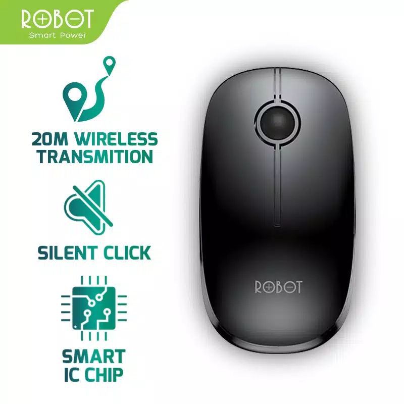 MOUSE WIRELESS 2.4G 1600DPI ROBOT M260 GARANSI 1 TAHUN