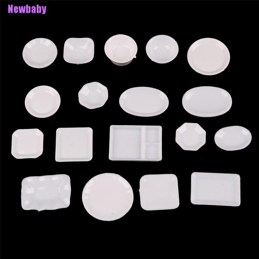 (Newbaby) 18pcs / set Mainan Miniatur Piring Plastik Skala 1: 12 Untuk Aksesoris Rumah Boneka