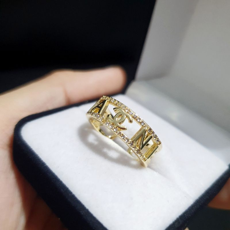 Cincin Titanium Asli Gold Free Size Bisa Setel Besar Kecil Anti karat Stainless steel 011