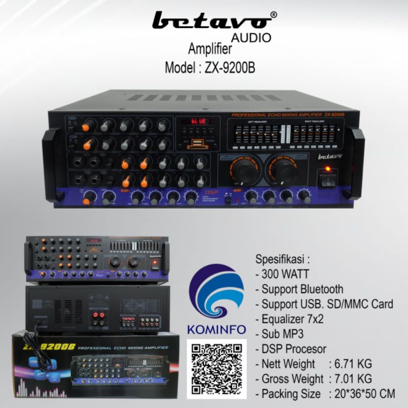 POWER AMPLIFIER BETAVO ZX 9200B BLUETOOH KUAT SAMPAI SPEAKER 15in ORIGINAL ASLI