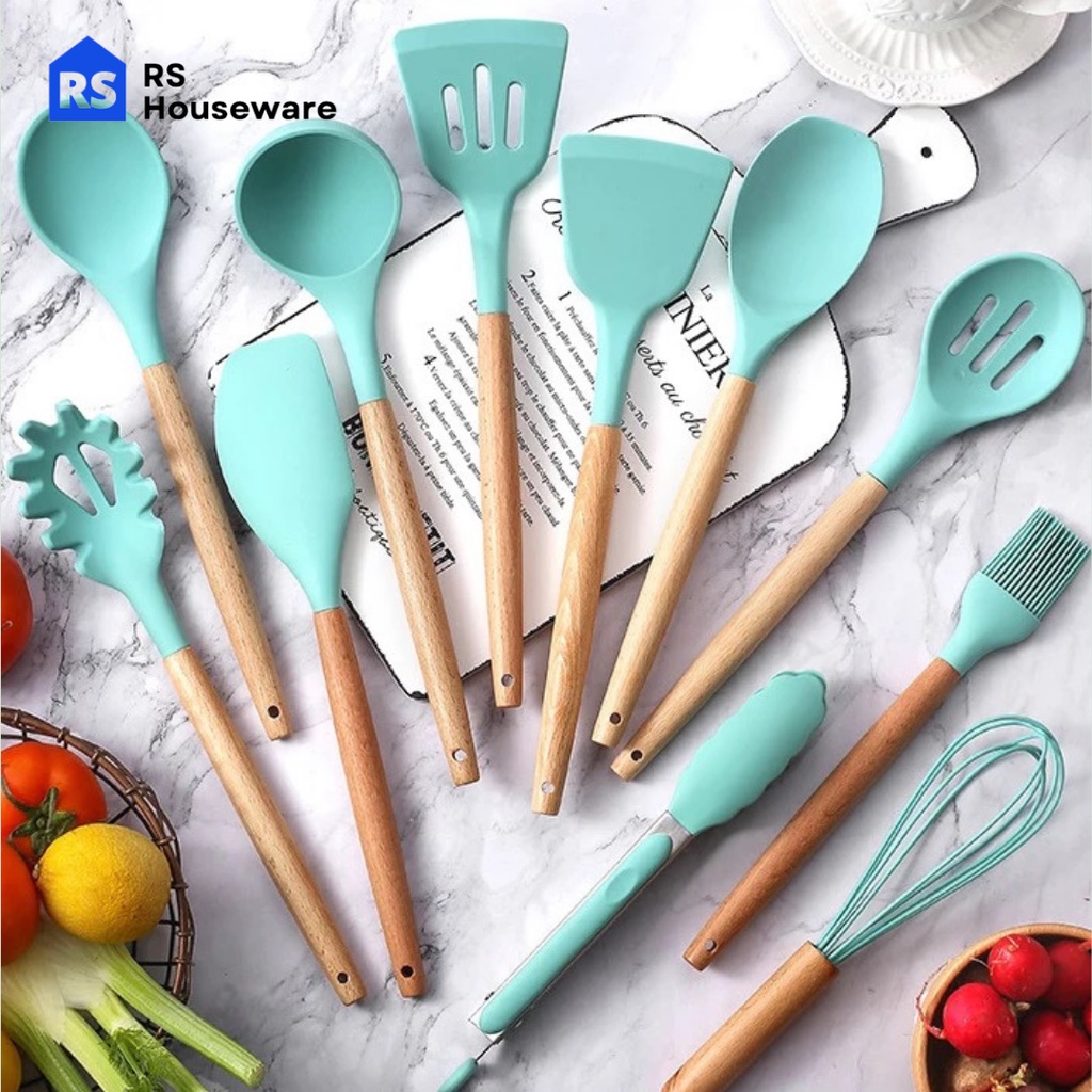 [RS] CHEN  Nilon Spatula  Nylon Sodet Alat Masak Anti Lengket Set 12 Spatula Steak Clip Oil Brush Kitchen Cooking-3