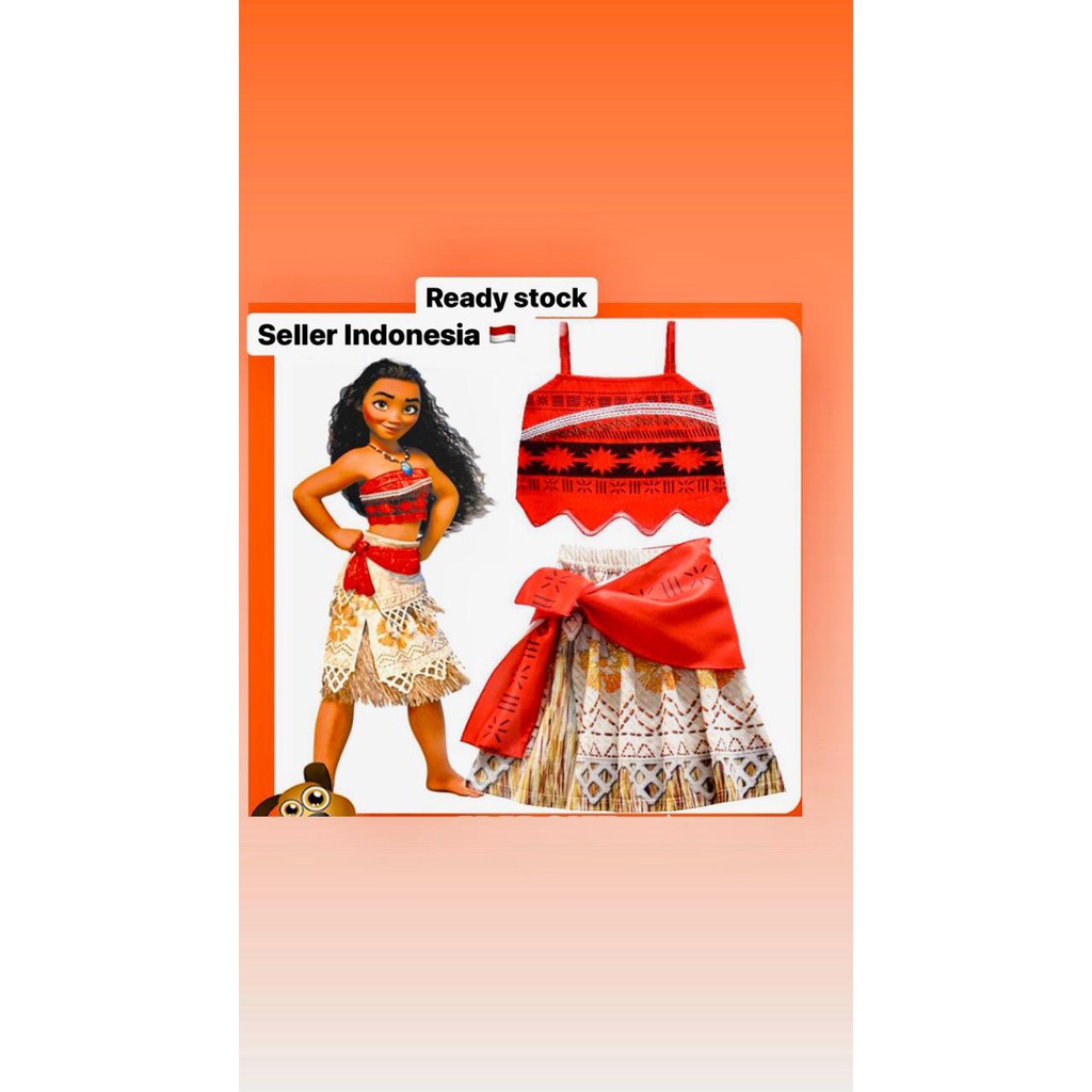 Baju kostum princess moana hadiah ulang tahun anak perempuan