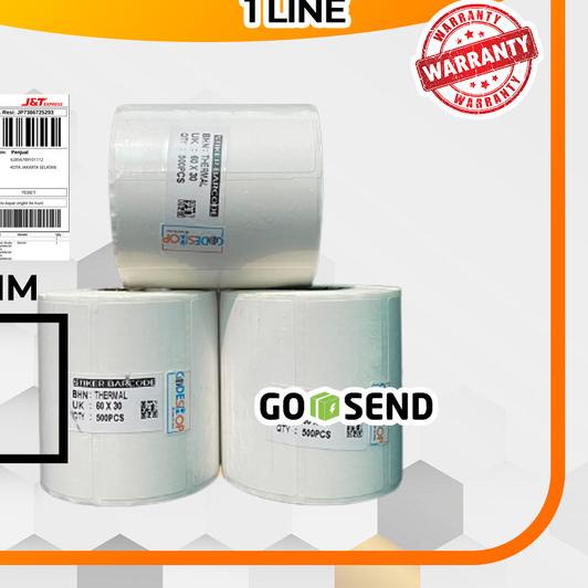 

♪ KERTAS STIKER LABEL BARE 60X30MM THERMAL ISI 500PCS ✷