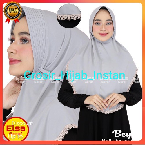 Jilbab Bergo Maryam Pet Tali Renda Tepi Inka Size L/Hijab Instan Harian Jersey Renda Murah