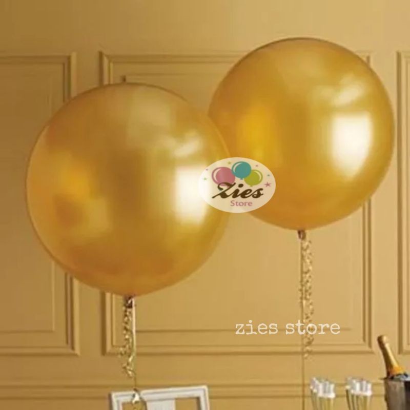 balon latex metalik  jumbo / balon karet polos gold 18inch