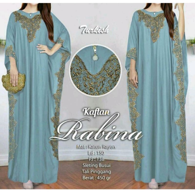 Gamis kaftan bahan rayon katun jumbo