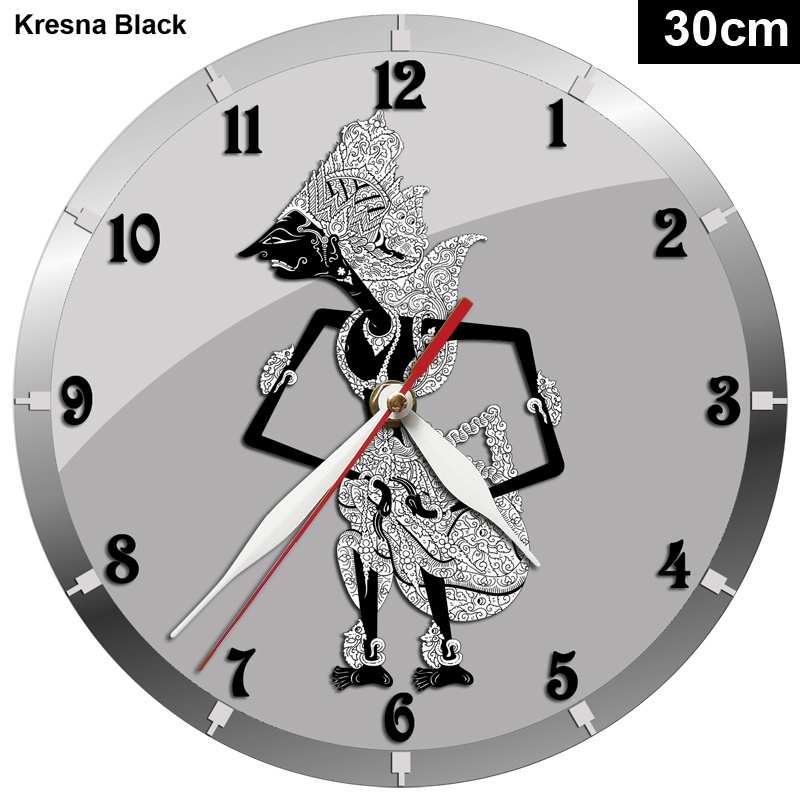 Jam dinding Wayang Kresna Black 30cm kerennnn