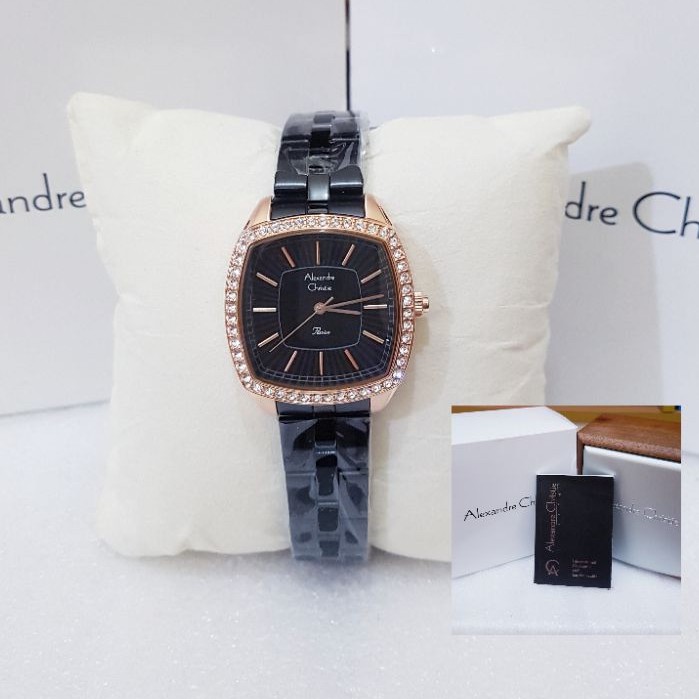 ALEXANDRE CHRISTIE WANITA AC 2885 BLACK ROSEGOLD JAM TANGAN ALEXANDRE CHRISTIE ORIGINAL