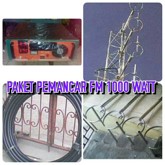 PAKET PEMANCAR FM STEREO PLL LCD 1000 WATT SOLIDSTATE PROTECTION DENGAN ANTENA SINGLE RING 4 BAY