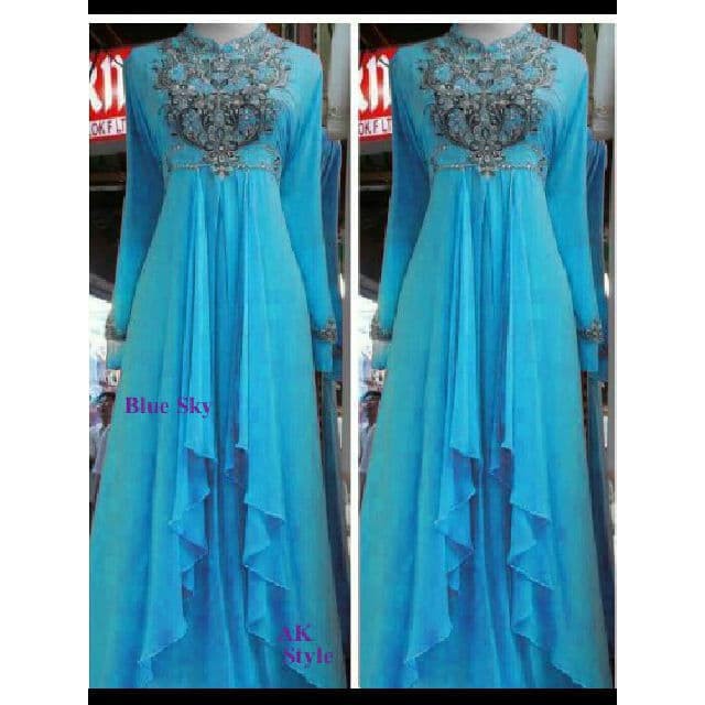 [Maxy Cantik blue sky AK] maxi muslim wanita ceruti biru