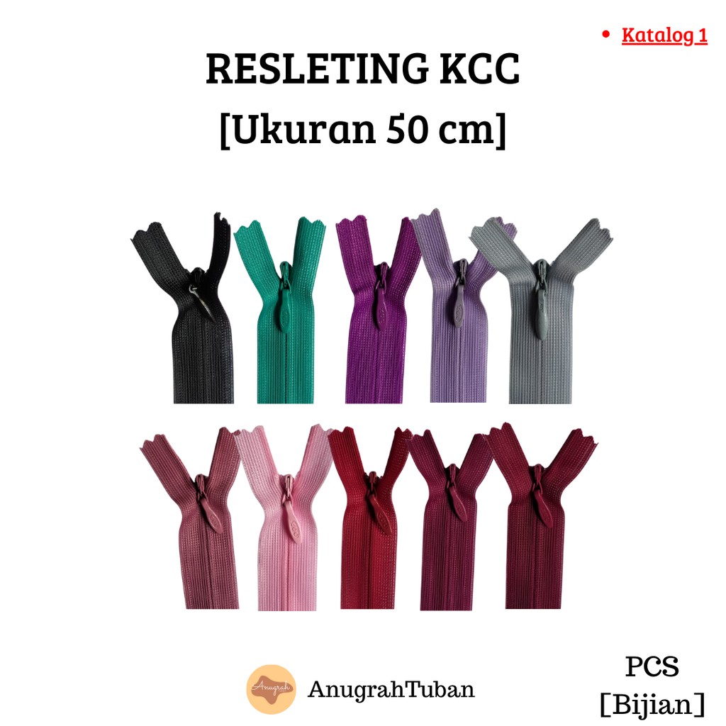 [Katalog 1] KCC 50cm Resleting/Ritsleting/Rit/Zipper Jepang Baju Celana Kemeja Rok Seragam Kerajinan