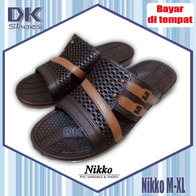 Nikko Sandal Selop Coklat M-XL / Sandal Karet PVC Laki Murah