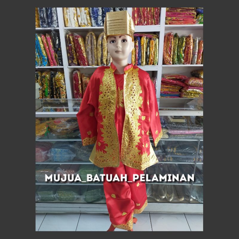 Baju Adat Anak Laki-laki Ukuran SD / Baju Cowok Anak Padang / Baju Laki Adat Padang Bordir