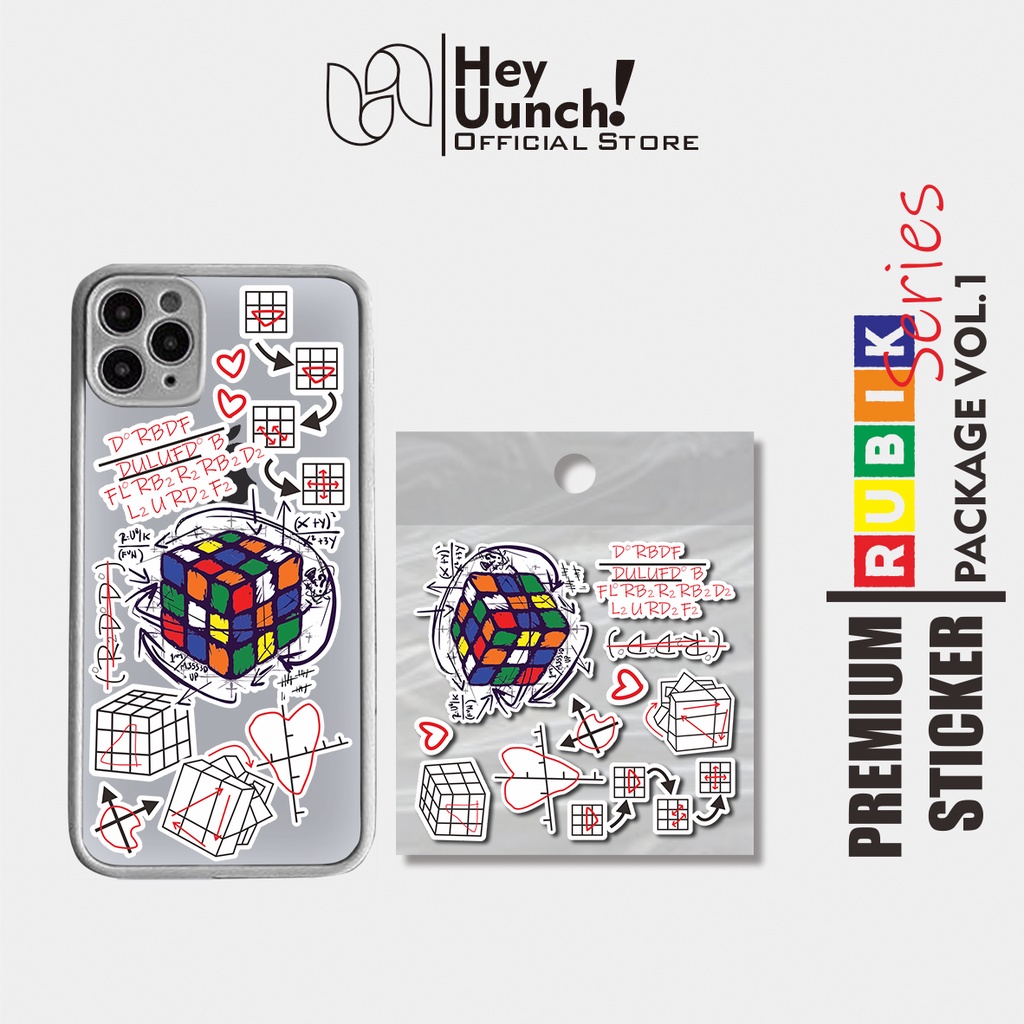 HEY UUNCH Sticker Aesthetic Untuk Handphone Laptop Pocket TAB Pouch Tumblr Case Garskin Rubik Rumus 