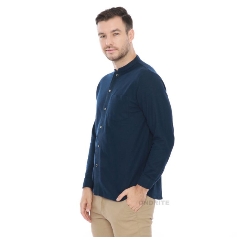 kemko cvc pique navy lengan panjang premium quality original ondrite hem pria bahan lacoste