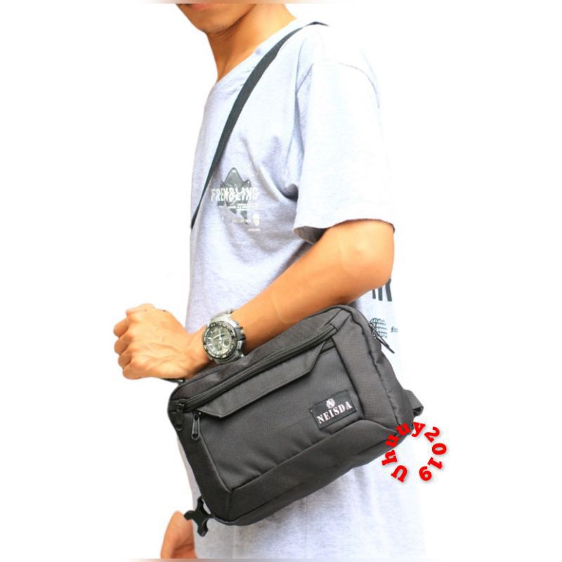 Tas dada Chest bag  neisda multifungsi Selempang premium black series