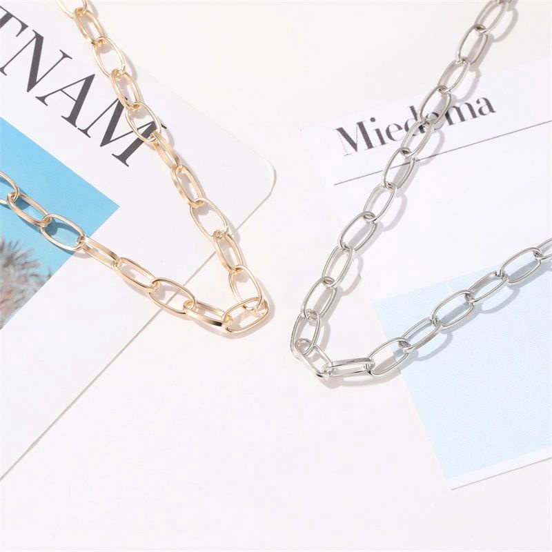 Kalung Choker Rantai Oval Gaya Punk Korea Hip Hop Retro Korean Style Chain Necklace