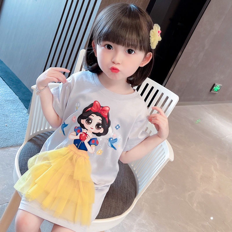 CHUBBI 7 Kaos Anak Perempuan Tutu Rok Diseney 3D Panjang