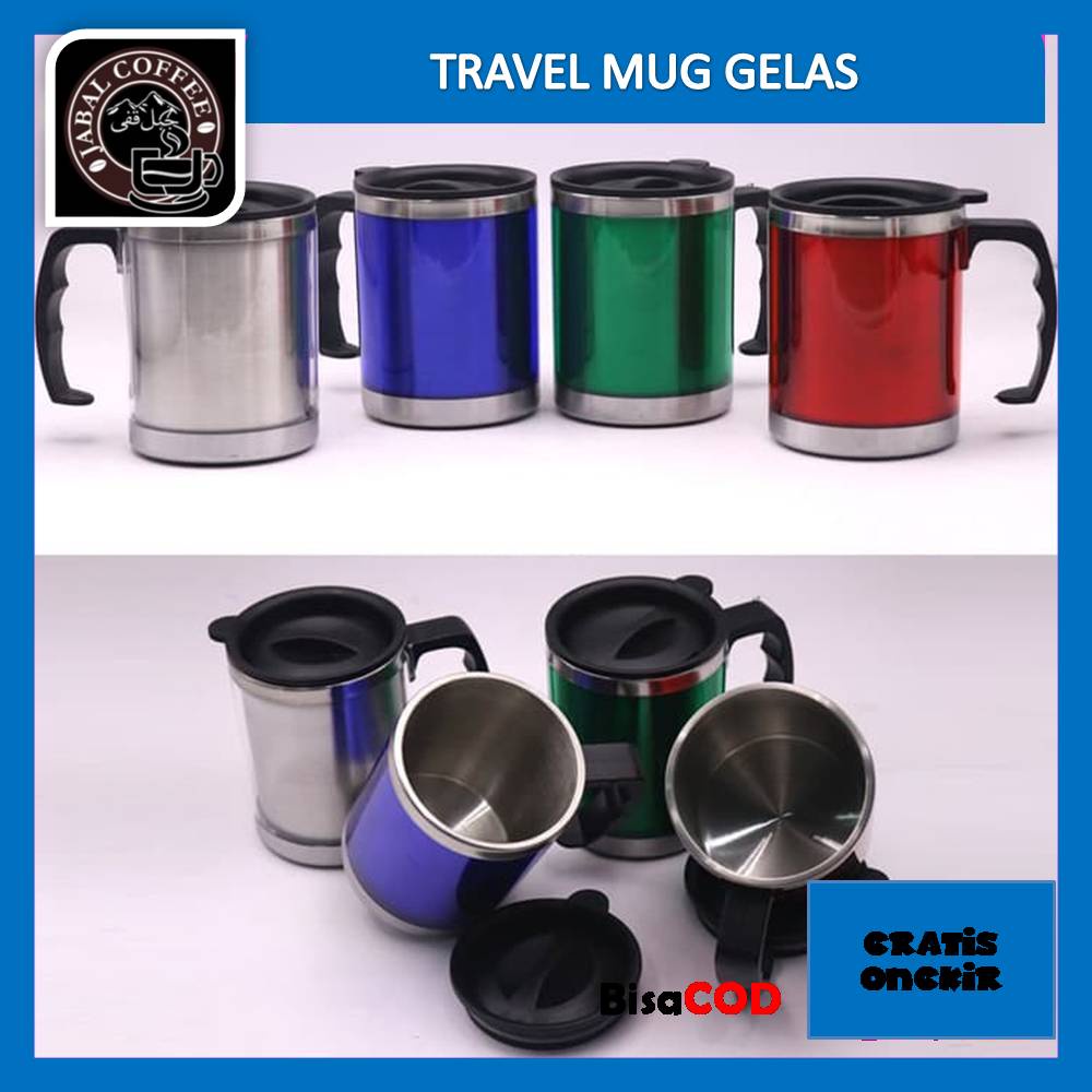 Travel Mug Stainless Warna 450 Ml / Gelas Mug Travel / Gelas Cangkir Kopi 015