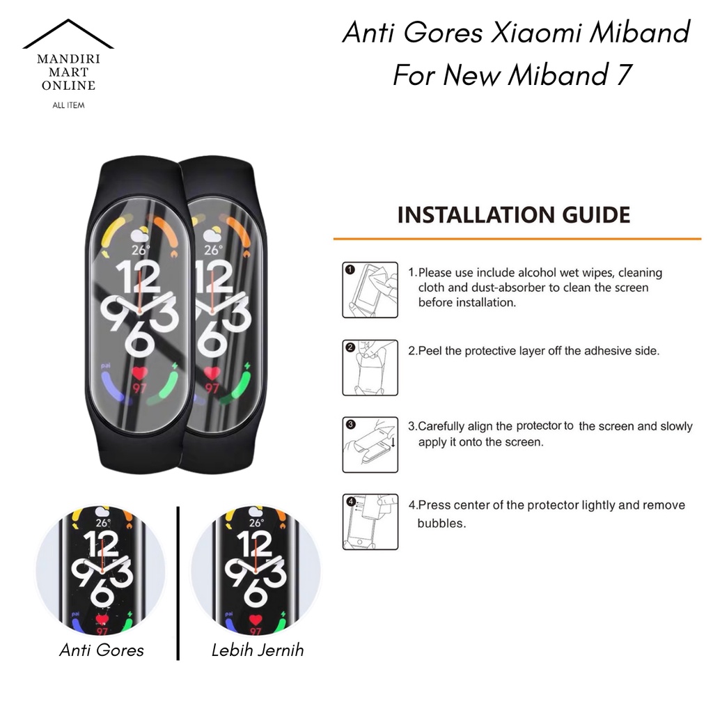 Anti Gores Xiaomi Mi Band 4/5/6 2D / 3D Screen Protector Mi Band 4/5/6 Smartband Screen Guard