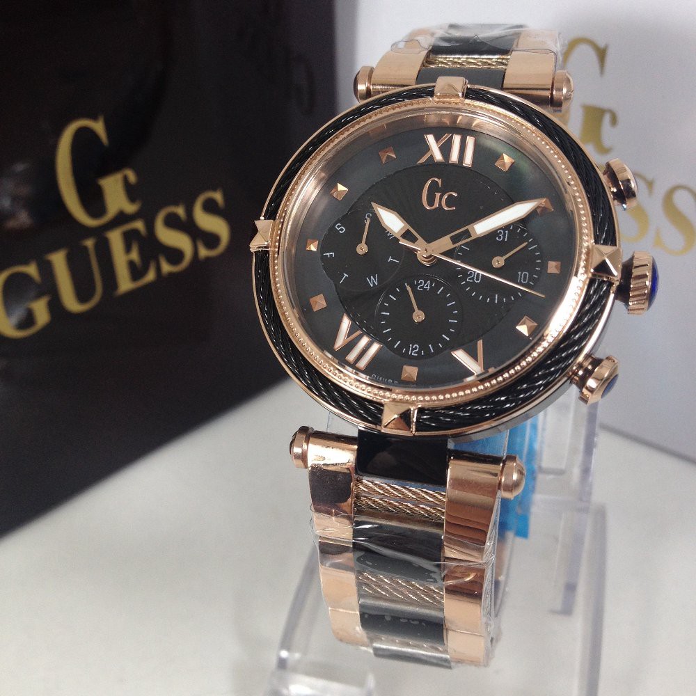 Jam Tangan Wanita GU355 Collection GC Y16002L1 black rosegold Premium